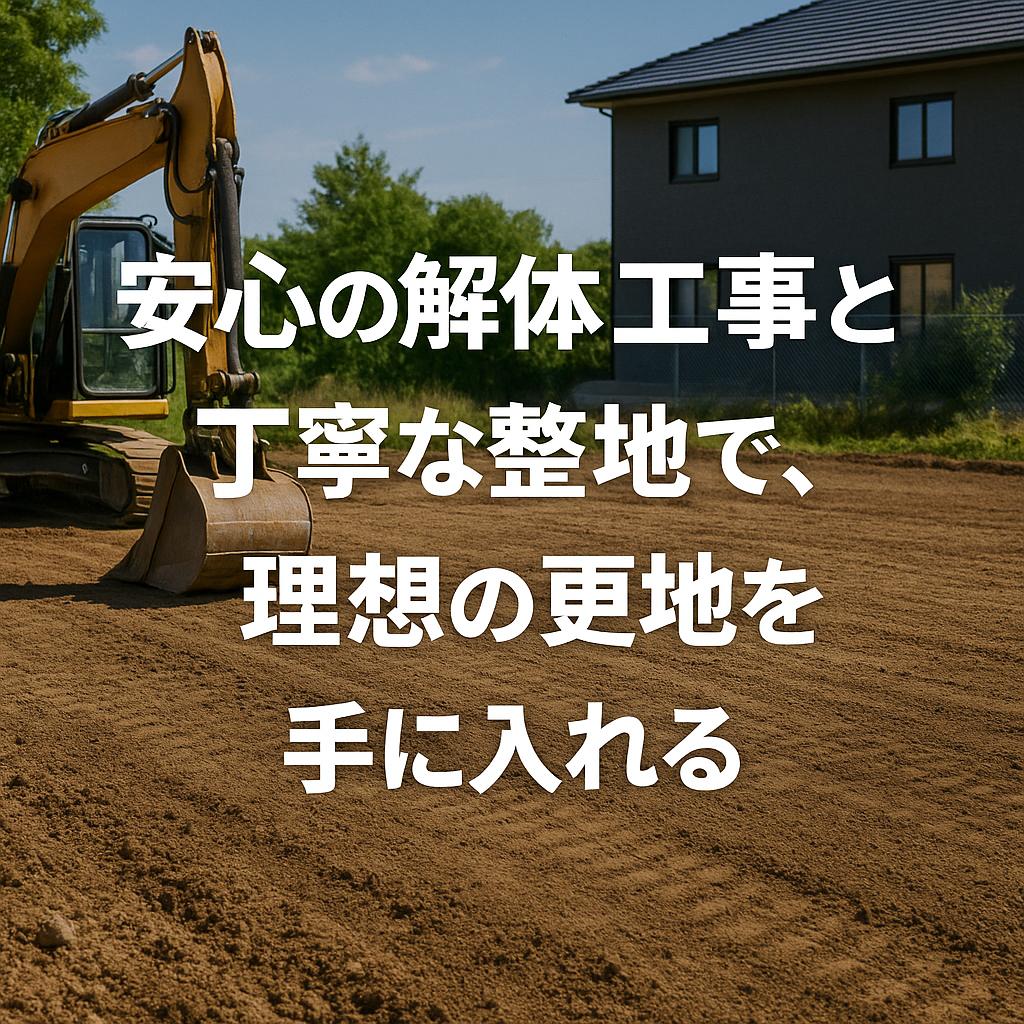 安心の解体工事と丁寧な整地で、理想の更地を手に入れる