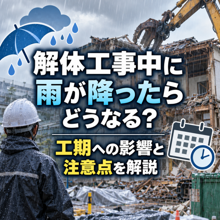 解体工事中に雨が降ったらどうなる？工期への影響と注意点を解説