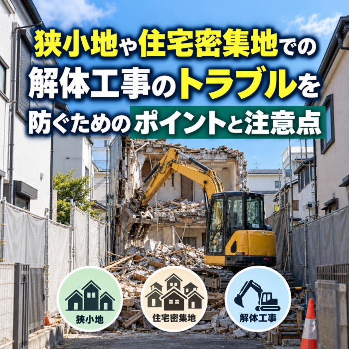狭小地や住宅密集地での解体工事：トラブルを防ぐためのポイントと注意点